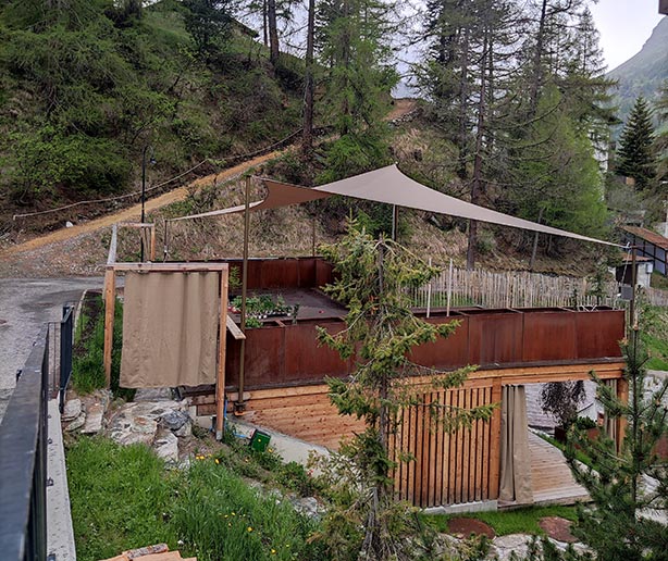 Sonnesegel für das Yoga Deck Hotel Cervo Zermatt