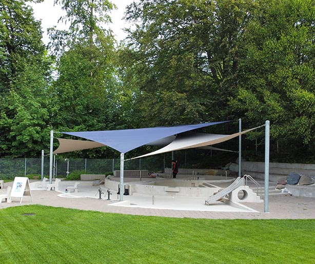 Sonnensegel für die beschattung Kinderschwimmbad St.Gallen